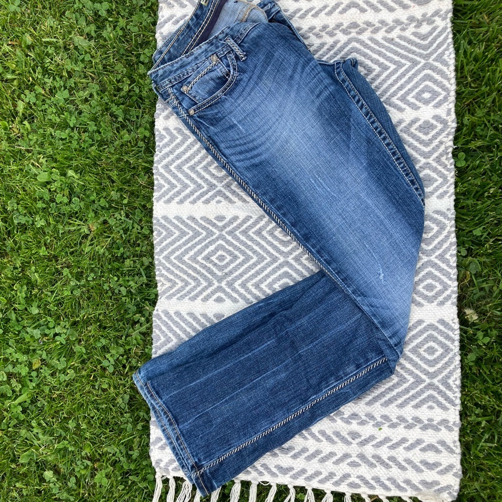 Express Flare Roped and Ripped Jeans
